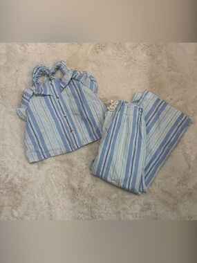 B Tween Striped Blue Two-Piece Summer Set - Light & Navy Blue